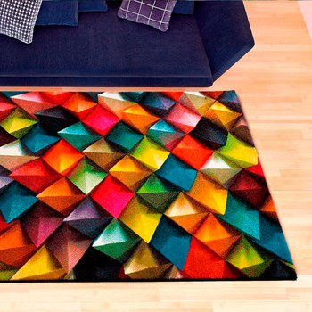 Alfombras 100% Polipropileno HEAT-SET FRISÈ Alfombra geométrica pirámide multi 160x230